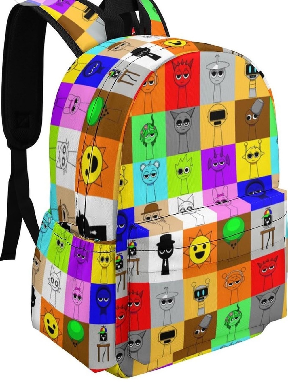 Kids Colorful Character Patchwork Backpack - Multicolor - Picture 2 of 7